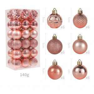 36Pcs 5cm Boules de No&euml;l,en or rose Incassable Arbre de No&euml;l Boules de D&eacute;corations, No&euml;l D&eacute;coratif Suspendu Babiole Pendentif D&eacute;corations pour la Maison du Parti de Mariage de Vacances D&eacute;corations d - Neuf
