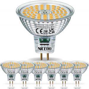 Tianyi-6,5w Ampoule Led Gu5.3 &Eacute;quivalent &Agrave; 55w Halog&egrave;ne, Mr16 Blanc Chaud 3000k, 650 Lumen, Ac/Dc 12 V, Ampoule &Agrave; R&eacute;flecteur Sans Scintillement, 120&deg; Larges Faisceaux, Non Dimmable, Lot De 6 - Neuf