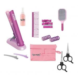Kit de jouets pour salon de coiffure pour fille, lisseur et accessoires de coiffure, ensemble de poup&eacute;es de mode pour styliste - Neuf