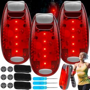 meimie-3 Pièces Lumières De Course À Clips De Nuit Extérieur Lumière Led, 3 Modes Led Running Rouge, Lumières De Course À Clip, Lumière Clignotante Idéal Pour Les Joggeurs(Avec 6 Piles) - Neuf