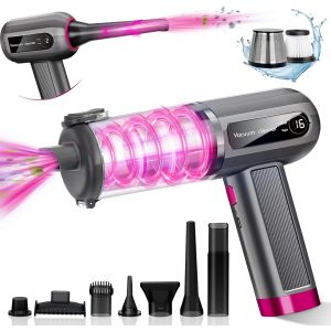 Aspirateur &agrave; Main, 16000Pa 4 in 1 Aspirateur Voiture Puissant sans Fil, Mini Aspirateur Portable Rechargeable avec Affichage Num&eacute;rique pour Maison, Canap&eacute;, Voiture, Cuisine, Poils d'animaux - Neuf