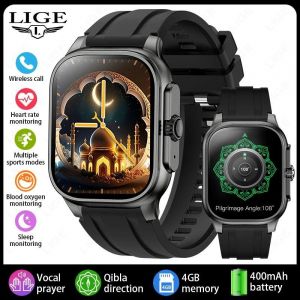 Lige Coran Tasbih Smartwatch Pour Musulman 4Gb M&eacute;moire 400Mah Batterie Coran Hadith Audio Montres Bluetooth Appel 2.01 "Montre Intelligente.Silicone Strap. - Neuf