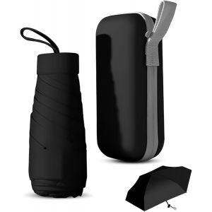 Mini Parapluie Avec &Eacute;tui, Parapluie Pliant Avec 6 Baleines Mini Parapluie De Poche Umbrella Resistant Vent, Anti Uv Petit Parapluie De Voyage Pour Femme Homme Enfants - Neuf