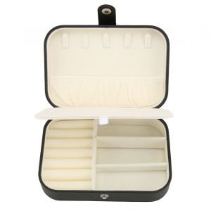 Boite De Rangement A Bijoux A Plusieurs Niveaux, Compartiments, Rabattable, Pour Boucles D'oreilles Et Colliers, Noire - Neuf