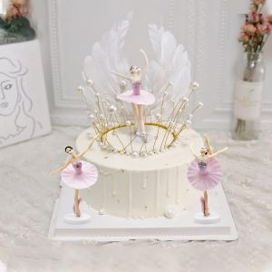 Trahoo-Décoration Gâteau De Ballerine Ballet Dancer Girl Cake Toppers Gâteau Princesse Des Glaces Décoration De Gâteau D'anniversaire Joyeux Anniversaire Fée Princesses 5 Pièces - Neuf