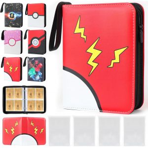 Mdy-Classeur Carte Pour 400 Cartes Avec 400 Pochettes, Album Carte Pour Poke V, Vmax, Tag Team, Ex, Gx, Mtg, Tcg, Protection Carte, Cahier En Cuir Pu Imperméable (Flammes) - Neuf