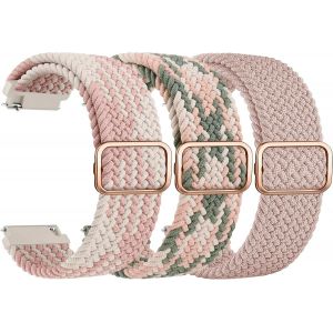 Kalanka-Lot De 3 Bracelets De Montre Élastiques - 22 Mm Et 20 Mm - Avec Boucle Réglable - En Nylon Tressé - Pour Homme Et Femme - Neuf
