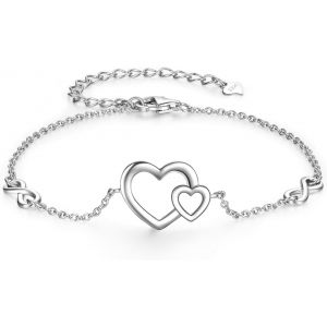 Eryi-Bracelet Infini Zircon Pour Femmes Filles, Bijoux Plaqué Argent Avec C?Ur Infini Cadeaux Pour Maman Épouse Fête Des Mères Cadeaux Saint-Valentin Anniversaire - Neuf