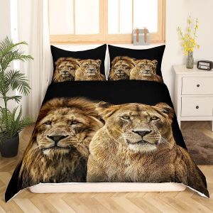 Parure De Lit Motif Loup, Animaux De Safari, Housse De Couette, Motif Montagne Brumeuse, Pour Enfants, Garçons Et Filles, Faune Exotique, Forêt Trippante, Housse De Co - Neuf