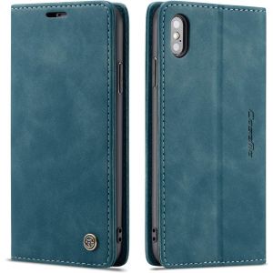 Maa-Coque Iphone Xs Max Housse Antichoc En Cuir Pu Premium Fentes Cartes Etui Pochette De Portefeuille Avec Fonction Support Case À Rabat Pour Iphone Xs Max - Bleu Vert - Neuf