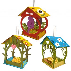 Mangeoire A Oiseaux En Bois Peinte A La Main, Decoration De Jardin Exterieur, Nichoir - Neuf