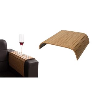 Plateau D'accoudoir De Canap&eacute; En Bois - Table D'appoint Pliable Pour En-Cas, Boissons Et Autres Petits Objets - 60 X 40 Cm - Neuf