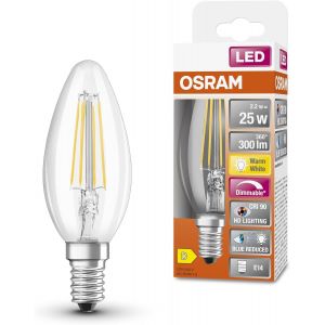 Kal-Superstar + Classic B Fil 25 Led Lampe, E14, Mini-Tens Shape, 2,2w, 300lm, 2700k, Lumière Blanche Chaude, Charge Pour Les Yeux Inférieure, Moustiquable - Neuf