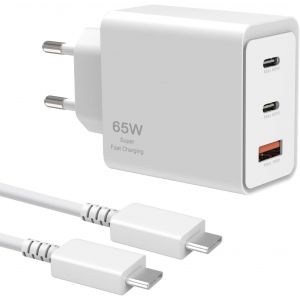 65w 3port Chargeur Rapide,Usb C Prise Pour Samsung Galaxy S24 Ultra/S24+/S24/S23 Ultra/S23/S22/S21/S20,A55/A54/A25/A15,Z Fold 6,Ipad Pro Air,Google Pixel Adaptateur Avec 1,8m 5a Câble - Neuf