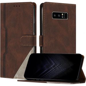 Sansh-Étui Pour Samsung Galaxy Note 8, Housse En Cuir Pu Avec [Protection Antichoc Tpu] [Fonction Support] [Porte-Cartes ] Antichoc Magnétique Coque Pour Galaxy Note 8 - Marron - Neuf