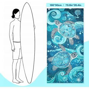 Tzf-Serviette De Plage Microfibre, 180x90 Cm Drap De Plage, Serviettes De Plage Xxl, Grande Serviette De Plage &Agrave; S&eacute;chage Rapide, Serviette Plage Anti-Sable Portable L&eacute;g&egrave;re (Tortue-Verte) - Neuf