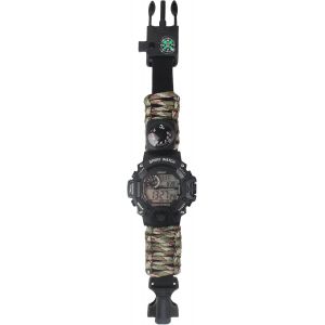 Montre Digitale Militaire De Survie Multifonction Ext&eacute;rieure Pour Hommes,Bracelet &Eacute;tanche Boussole Thermom&egrave;tre Sifflet Silex B&acirc;ton R&eacute;tro&eacute;clairage - Neuf