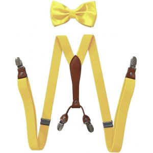 Cauc-Bretelles Noeud Papillon Ensemble Pour Femmes Hommes 1 Pouce Large Y Forme Avec 4 Clips Bretelles R&eacute;glables Pour Mariage &Eacute;v&eacute;nements Formels - Neuf