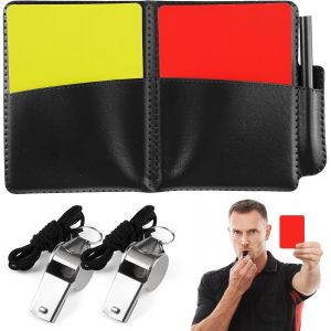 Acdsgd-Carton Arbitre Set, Carton Jaune Et Rouge Arbitre Avec M&eacute;tal Sifflet Arbitre, Carnet De Scores, Crayon, Ensemble De Carte D'arbitre De Football Pour Football, Basket-Ball Et Autres Sports - Neuf