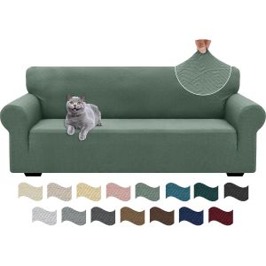 SUBZONAL-Extensible Housse Canap&eacute; 3 Places, Universelle Housse De Canap&eacute; avec Accoudoirs, Housse Protection Canap&eacute;m, Sofa Cover Antid&eacute;rapante, Couvre Canap&eacute; pour Chiens Chats Animaux, Vert Clair - Neuf