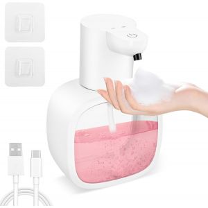 KAL-500Ml Distributeur Savon Mousse Usb Rechargeable Distributeur Savon Automatique, Ipx5 Étanche Sans Contact Savon Avec Usb Rechargeable, Convient Pour La Cuisine, La Salle De Bain (Blanc) - Neuf