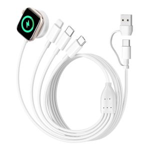 4 En 2 Chargeur Pour Apple Watch,Cable1.2m Chargeur Montre Magnitique Avec C&acirc;ble Usb C/C&acirc;ble Iphone/Iwatch/Micro Usb Pour Apple Watch Serie 9/8/7/6/5/4/3/2/Ultra,Iphone 16/15/14/13/12 - Neuf