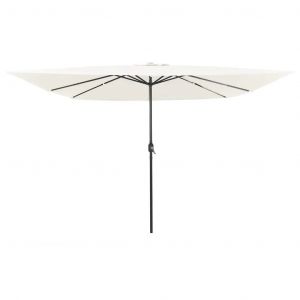 Parasol De Jardin Moderne Pliable 295 X 295 X 245 Cm Avec Led Ambiance Cosy En Polyester Sable Helloshop26 02_0058803 - Neuf
