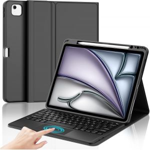 Clavier Ipad Air 13 Pouces Avec Pavé Tactile, Coque Clavier Ipad Air 13, Azerty Français Trackpad Clavier, Étui Clavier Touchpad Détachable Bluetooth Pour Ipad Air 13 Pouces, Noir - Neuf