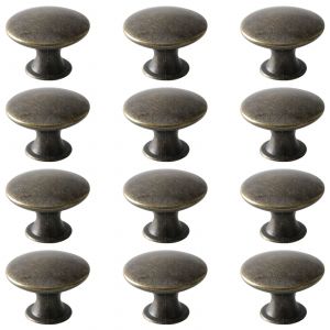 Lot de 12 poignées de meuble vintage en laiton antique, 30 mm, pour placard de cuisine, commode et placard, bronze antique - Neuf