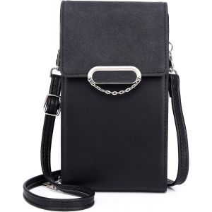 (Noir) Femmes Portefeuille Sac Bandoulière verser Téléphone en Cuir Porte Monnaie Téléphone Portable Mini Pochette Porte Carte Épaule Portefeuille Petit Sac Sacs à main de verser de Voyage Léger - Neuf