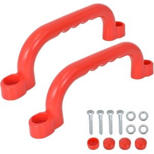 Mdy-Poignées De Maison De Jeu 2 Pièces Poignée Aire De Jeux, Poignées De Sécurité En Plastique Antidérapant, Safety Handles, Pour Aire De Jeux, Cabane Dans Les Arbres, Cadre D'escalade (Rouge) - Neuf