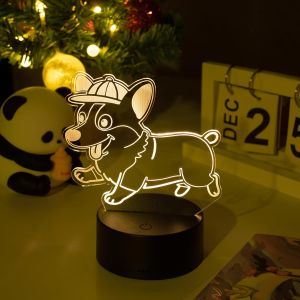 3d Lampe Chien, Veilleuse Chien Pour Enfant, Illusion 3d Lampe, 3d Veilleuse Chien En Train De Courir, 16 Couleurs Au Choix, Alimentation Par Usb Ou Batterie, Interrupteur Tactile - Neuf
