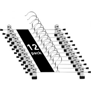 WEIDMAX Cintres pour Pantalon Cintres pour Jupe en Chrome Solide avec Pinces antid&eacute;rapantes 28 cm (11") (Paquet de 10) - Neuf