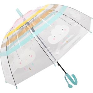 Parapluie &Agrave; Bulles Transparent Pour Enfants Ouverture Automatique Des Nervures &Agrave; 8 Fibres Avec Une Poign&eacute;e Facile &Agrave; Saisir Parapluie Arc-En-Ciel &Agrave; D&ocirc;me Transparent - Neuf