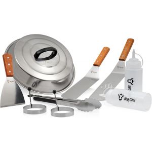 Ulteronixshop-BBQ-Toro Set d'accessoires pour plancha de Barbecue en Acier Inoxydable (9 pi&egrave;ces) | Ensemble avec Cloche chauffante, spatule, Pince &agrave; Barbecue, flacons, Formes d'oeufs | Teppanyaki - Neuf