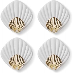 Crochet Adhésif Mural en forme de coquillage,HP004-W Crochet Autocollant Moderne pour Salle de Bain et Cuisine,Patere porte manteau,Crocher adhesif pour mur,Lot de 4,Blanc - Neuf