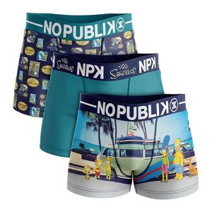 Boxer No Publik Featuring Simpsons Homme Confort Et Fantaisie En Coton -Assortiment Modèles Photos Selon Arrivages- Pack De 3 Boxers 1544 En Microfibre - Neuf