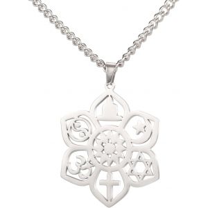 Kal-Coexist Collier Avec Pendentif Fleur De Lotus Om Croix &Eacute;toile Lune &Eacute;toile De David Yin Yang Yoga Collier Pour Femme Homme Religieux Bijoux Spirituels Cadeau - Neuf