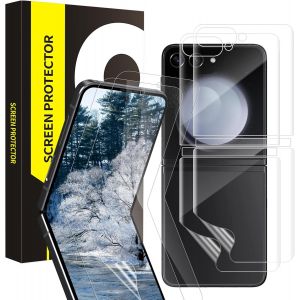 2+2 Pack Tpu Verre Tremp&eacute; Pour Samsung Galaxy Z Flip 6 5G, Couverture 3D Transparent, Anti Rayures, Sans Bulles Hd Z Flip 6 Film De Vitre Protection Arri&egrave;re+Sensibilit&eacute; Protection &Eacute;cran - Neuf
