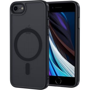 Kal-Coque Pour Iphone 8 / Iphone Se 2020/2022 Magnétique Compatible Avec Magsafe, Étui Mat Translucide Minimaliste, Pc Dur Housse Arrière Anti-Rayures + Tpu Bumper Antichoc - Noir - Neuf