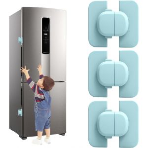 Kalanka-3 Pièces Securite Placard Enfant Bloque Porte Bébé Bloc Porte Securite Bebe Aucun Perçage Requis Bloque Tiroir Securite Enfant Pour Armoires Et Réfrigérateurs (Bleu) - Neuf