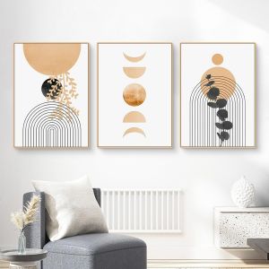 Eryi-Lot De 3 Posters - Motif Feuilles - Style Bohème - Abstrait - Décoration De Salon - Impression D'art Sur Toile - Pour Salon, Chambre À Coucher - Sans Cadre - K, 40 X 50 Cm - Neuf