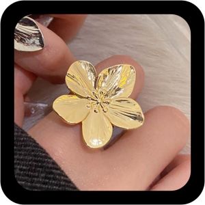 Kal-Bague Fleur M&eacute;tal Vintage Bague Fleur Or Bague Fleur Punk Bague Fleur Boho Bague Fleur Exag&eacute;r&eacute;e Bague Fleur Exag&eacute;r&eacute;e Bague Ouverte Pour Femme - Neuf