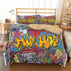 Housse De Couette Imprim&iquest;&iquest;E En D Graffiti Style Hip-Hop Soft Respirant S&iquest;&iquest;Rie Microfibre Literie - Housse De Couette Et Taie D'oreiller Xcm (Hip-Ho - Neuf
