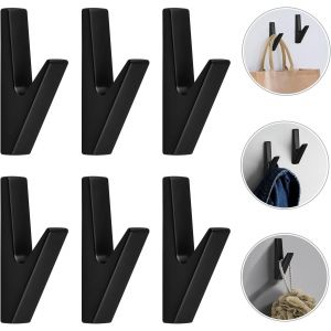 ERYI-6 Pièces Noir Crochets Muraux Patère Équipé De Vis De Montage Crochets Porte Serviette Salle De Bain Accroche Torchon Cuisine - Neuf