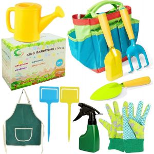 CHECARZHN--NO1-Jouets De Jardin Pour Enfants,10 Pieces Sac De Jardinage, Outils De Jardinage,Pelle Rateau Arrosoir Gant Tabliers Et Sac De Jardin, Set DOutils De Jardin,Cadeaux De Jardinage Pour Tout - Neuf