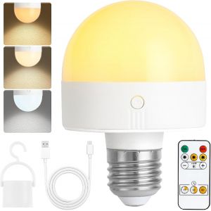 Ampoule Rechargeable Avec Minuterie Et Télécommande, Ampoules À Piles À Intensité Variable Avec Base Magnétique[Amp743878] - Neuf