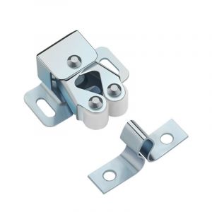 1 ensemble, Argenté-Double Rouleau de Catch avec des Rouleaux en Nylon Balle pour Armoire Tiroir Placard, Équipée avec des vis - Neuf