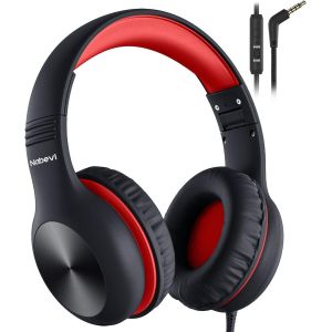 LORANKA-Casque Audio Enfant, Casque Filaire avec Microphone, 85/94dB Limite de Volume, Sonore HD, Fonction de Partage, Pliable pour iPad/Tablet/PC/Voyage/&Eacute;cole, Noir Rouge - Neuf