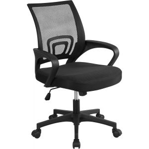SUBZONAL-Chaise de Bureau Ergonomique &agrave; Hauteur R&eacute;glable Fauteuil de Bureau Inclinable Si&egrave;ge et Base Plus Larges avec roulettes Pivotantes Noir - Neuf